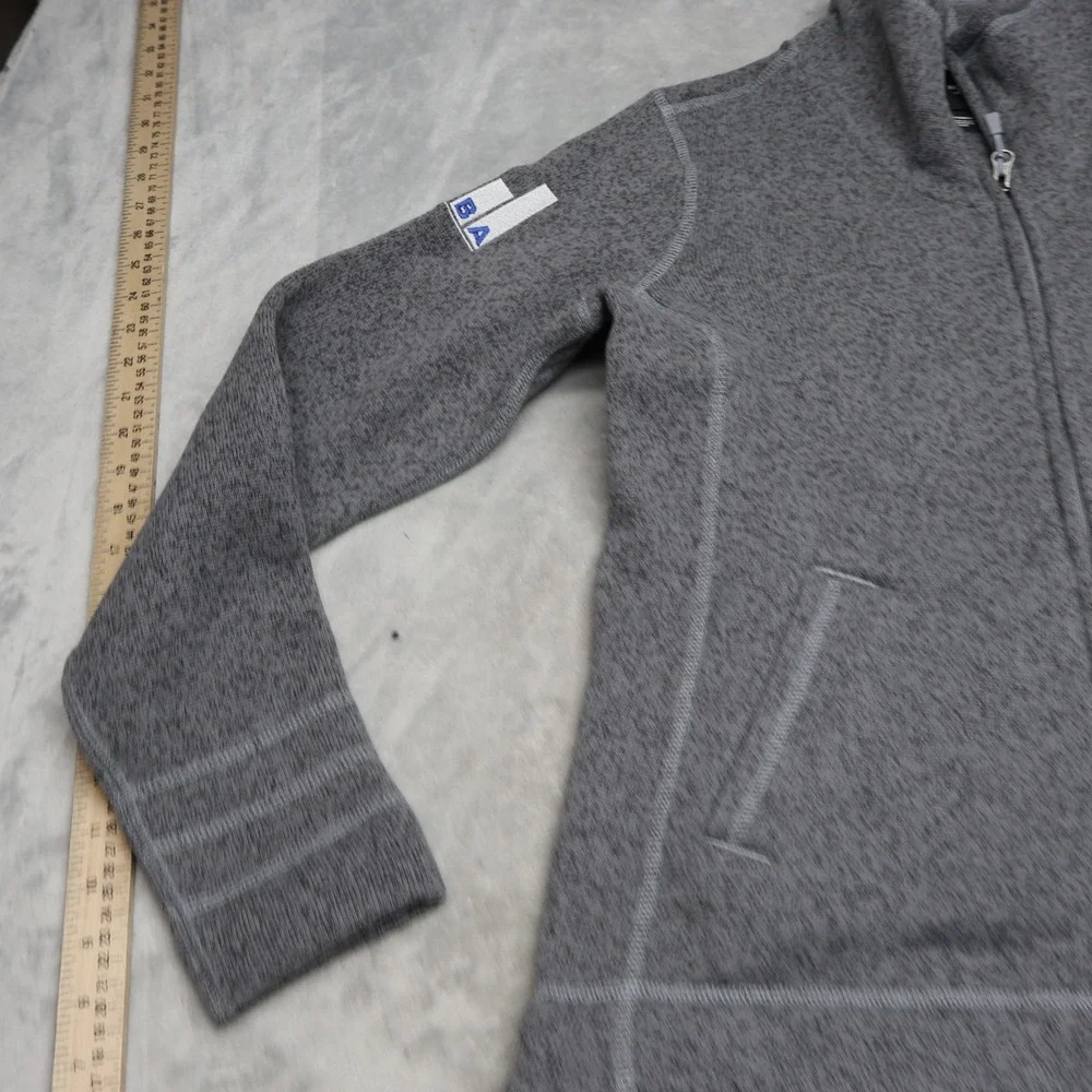 North Face Sweater Jacket Womens Medium Grey Knit Fleece Full Zip Heavy LOGO